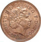 Великобритания (Англия) 1 пенни 2005 года