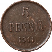 Русская Финляндия 5 пенни 1911 года