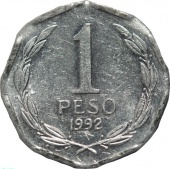 Чили 1 песо 1992 года