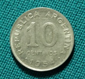 Аргентина 10 сентаво 1954 года
