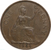 Великобритания (Англия) 1 пенни 1964 года