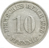 Германия 10 пфеннигов 1900 года D