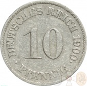 Германия 10 пфеннигов 1900 года J