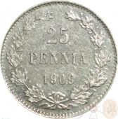 Русская Финляндия 25 пенни 1909 года L AU