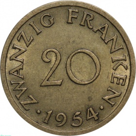 Саарланд 20 франков 1954 года
