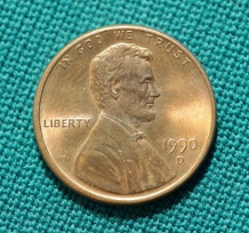 США 1 цент 1990 года D