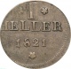 Германия Франкфурт-на-Майне 1 хеллер 1821 года. GB