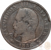Франция 5 сантимов 1856 года. W