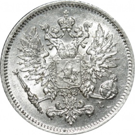 Русская Финляндия 25 пенни 1909 года L UNC