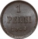Русская Финляндия 1 пенни 1907 года AU