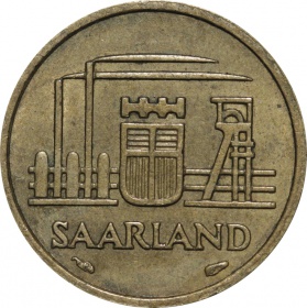 Саарланд 10 франков 1954 года