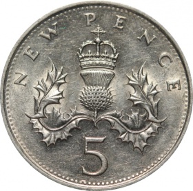 Великобритания (Англия) 5 пенсов 1980 года