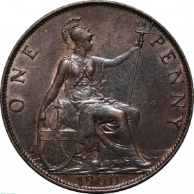 Великобритания (Англия) 1 пенни 1900 года AU-UNC