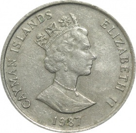 Каймановы острова 25 центов 1987 года
