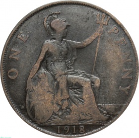 Великобритания (Англия) 1 пенни 1918 года