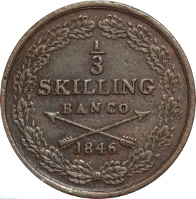 Швеция 1/3 скиллинга банко 1846 года