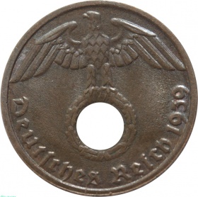 Германия 1 рейхспфенниг 1939 года D