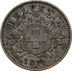 Швейцария 10 раппенов 1871 года В