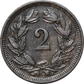 Швейцария 2 раппена 1907 года В