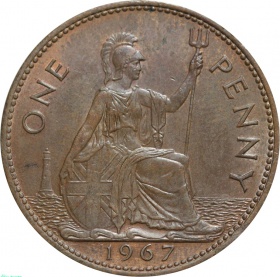 Великобритания (Англия) 1 пенни 1967 года