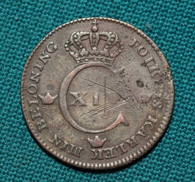 Швеция 1\4 скиллинга 1825 г