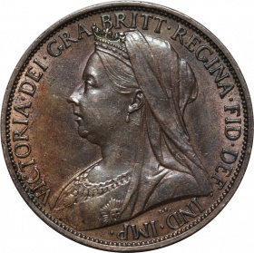 Великобритания (Англия) 1 пенни 1900 года AU-UNC