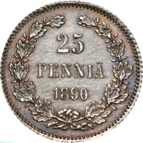 Русская Финляндия 25 пенни 1890 года L AU-UNC