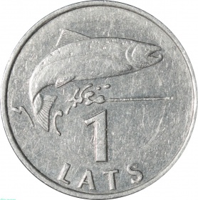Латвия 1 лат 1992 года Рыба