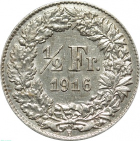 Швейцария 1/2 франка 1916 года В