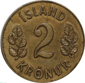 Исландия 2 кроны 1958 года
