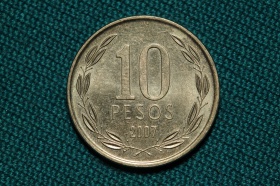 Чили 10 песо 2007 года