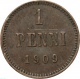 Русская Финляндия 1 пенни 1909 года 