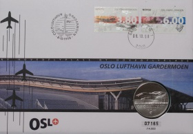 Норвегия жетон 1998 года. Аэропорт в Осло. В подарочном конверте. UNC