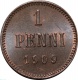 Русская Финляндия 1 пенни 1909 года UNC