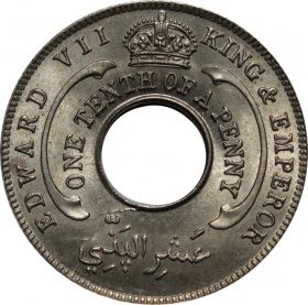Британская Западная Африка 1/10 пенни 1908 года 