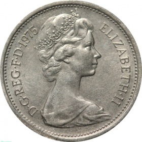 Великобритания (Англия) 5 пенсов 1975 года
