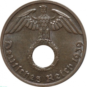 Германия 1 рейхспфенниг 1939 года B