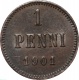 Русская Финляндия 1 пенни 1901 года AU