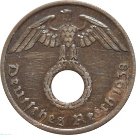 Германия 1 рейхспфенниг 1938 года  А