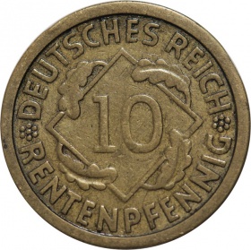 Германия 10 рейхспфеннигов 1924 года J