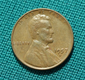 США 1 цент 1957 года D 