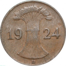 Германия 1 пфенниг 1924 года D