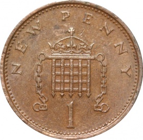 Великобритания (Англия) 1 пенни 1977 года